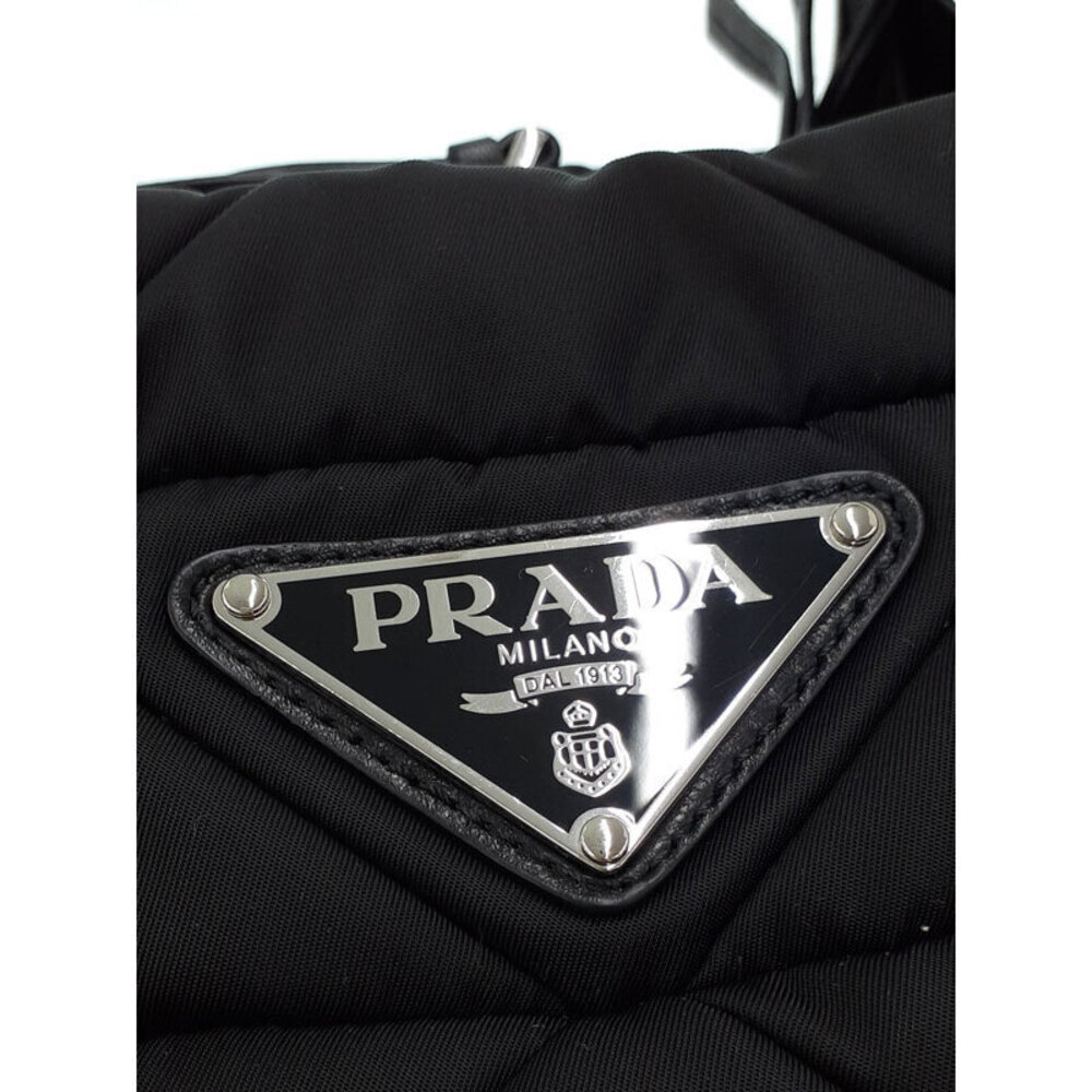Prada logo Tote bag quilted Padded Bag black ReNylon triangle - Picture 4 of 9